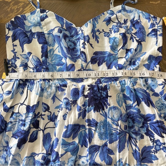 Blue and White Floral H&M Linen Blend Midi Dress. Size XL. - Picture 8 of 8